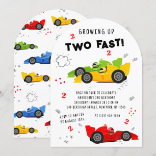 Invitation Deux voitures de course pour enfants de 2e anniver