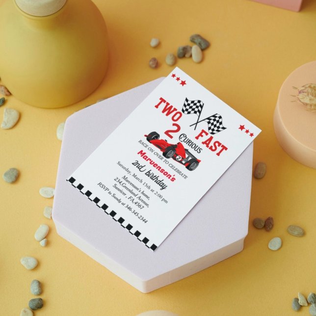 Invitation Deux voitures de course rapide garçon 2e anniversa (Créateur téléchargé)