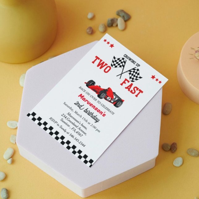 Invitation Deux voitures de course rapide garçon 2e anniversa (Créateur téléchargé)