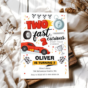 Invitation Deux Voitures de Course Rapides 2ème Anniversaire