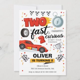 Invitation Deux Voitures de Course Rapides 2ème Anniversaire