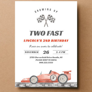 Invitation Deux voitures de course rapides Vintage 2e anniver