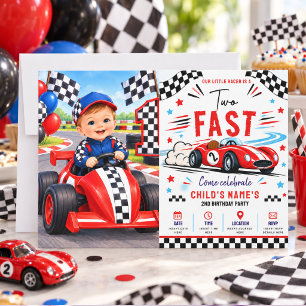 Invitation Deux Voitures de Course Rouges Vintage Rapides pho