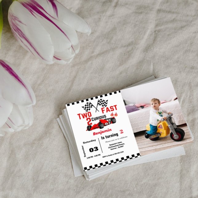Invitation Deux voitures rapides course Boy 2ème anniversaire (Créateur téléchargé)