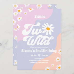 Invitation Deux Wild 2e fête d'anniversaire Boho Floral Daisy