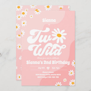Invitation Deux Wild 2e fête d'anniversaire Boho Floral Daisy