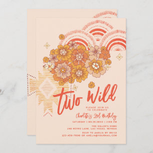 Invitation Deux Wild Boho Floral Super 2e fête d'anniversaire