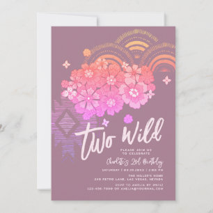 Invitation Deux Wild Boho Floral Super 2e fête d'anniversaire