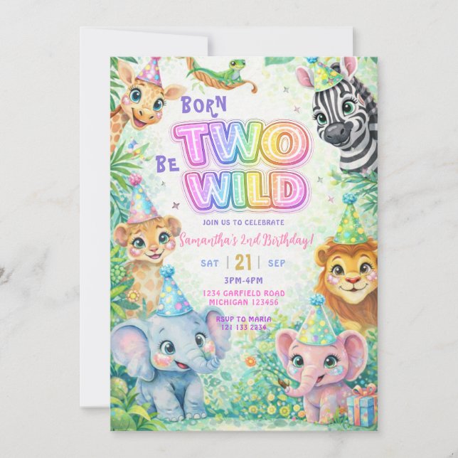 Invitation Deux Wild Safari 2e Anniversaire (Devant)