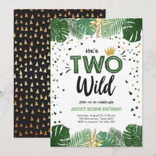 Invitation Deux Wild Tropical Safari Gold Boy Deuxième annive