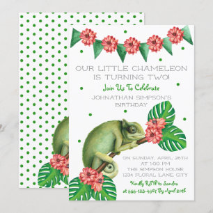 Invitation Deuxième anniversaire de Chameleon Lizard