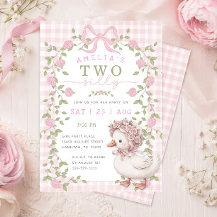Invitation Deuxième anniversaire de Deux Oies Sottes Rose à c