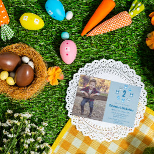 Invitation Deuxième anniversaire de Pâques bleu