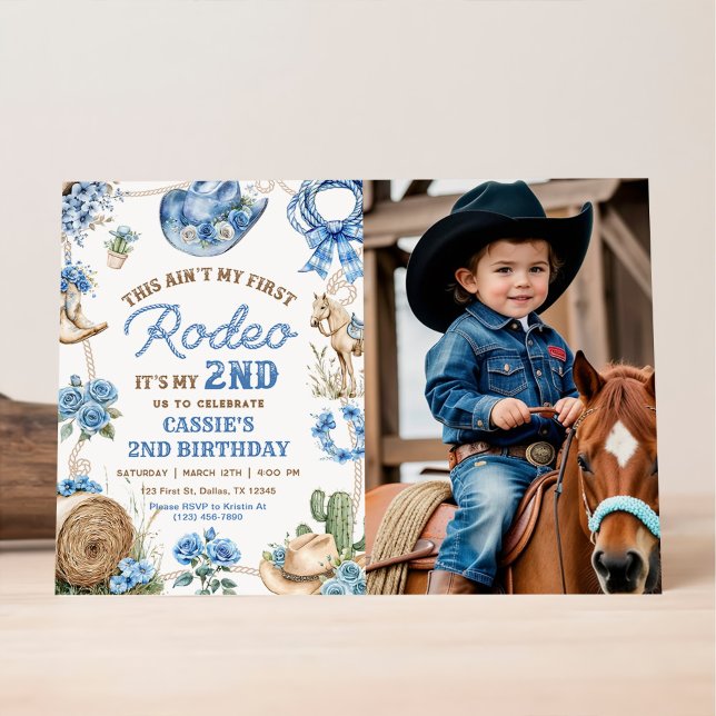 Invitation Deuxième anniversaire de Rodéo Cowboy Far West (Créateur téléchargé)
