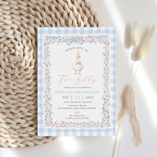 Invitation Deuxième anniversaire de Two Silly Goose Blue Ging