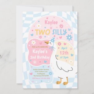 Invitation Deuxième anniversaire de Two Silly Goose Fête d'an