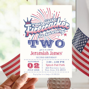 Invitation Deuxième Anniversaire Patriotic One Little Firecra