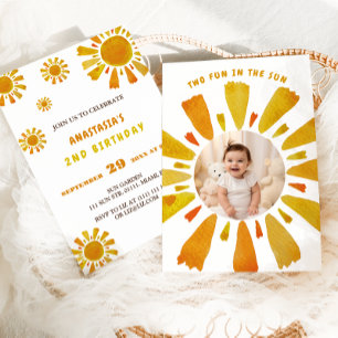 Invitation Deuxième anniversaire Sunshine deux plaisir au sol