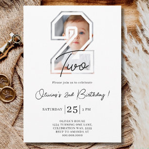 Invitation Deuxième fête d'anniversaire 2e photo d'anniversai
