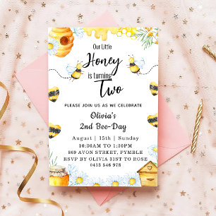 Invitation Deuxième Jour d'abeilles Notre petit miel est deux