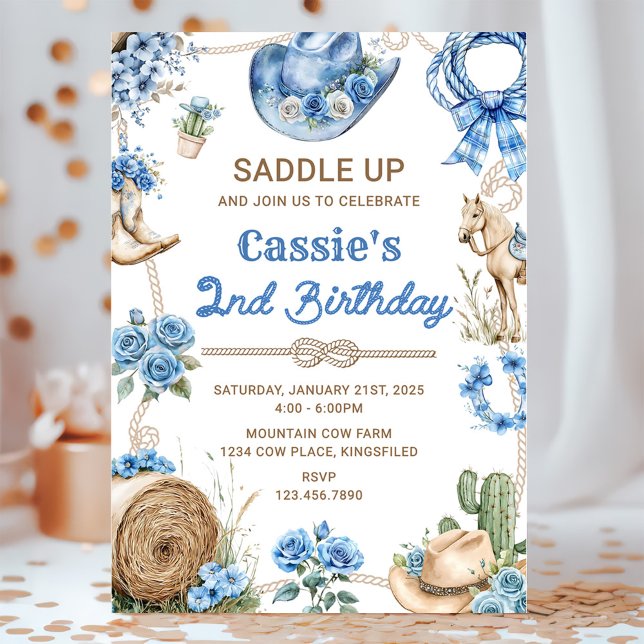 Invitation Deuxième Rodéo Cow-boy Anniversaire Thème Far West (Créateur téléchargé)