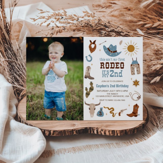 Invitation Deuxième Rodéo Cow-boy occidental 2e anniversaire  (Créateur téléchargé)