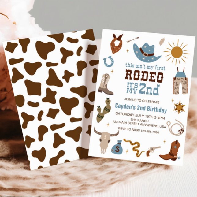 Invitation Deuxième Rodéo Cow-boy Occidental 2e Anniversaire (Créateur téléchargé)