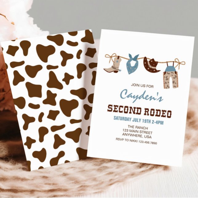Invitation Deuxième Rodéo Cow-boy Occidental 2e Anniversaire (Créateur téléchargé)