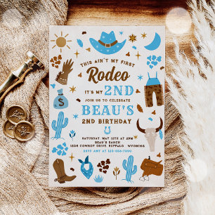 Invitation Deuxième Rodéo Cowboy Wild West fête d'anniversair