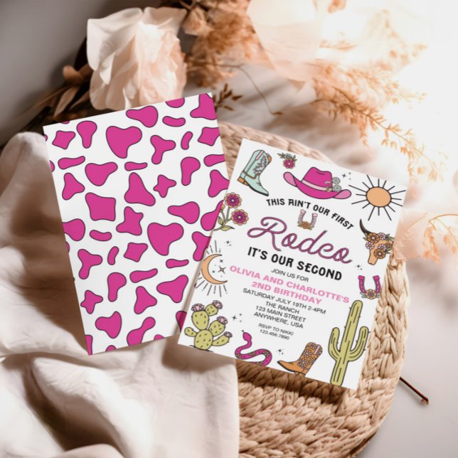 Invitation Deuxième Rodéo rose Occident 2e anniversaire (Créateur téléchargé)