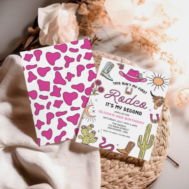 Invitation Deuxième Rodéo Rose Occidental 2e Anniversaire (Créateur téléchargé)