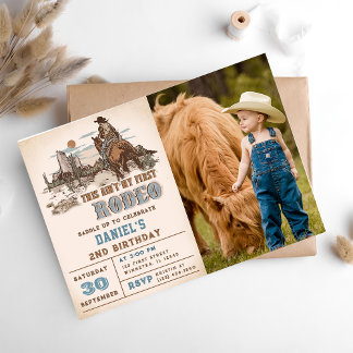 Invitation Deuxième rodéo Western Cowboy 2e photo d'anniversa