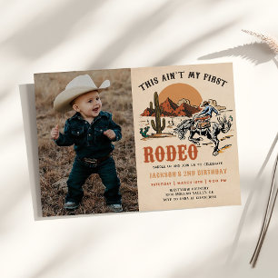 Invitation Deuxième rodéo Western Cowboy 2e photo d'anniversa