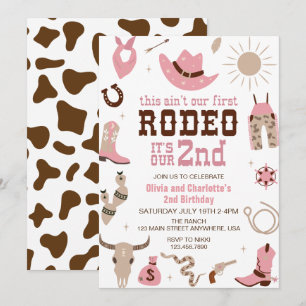 Invitation Deuxième Rodéo Western Cowgirl 2e anniversaire