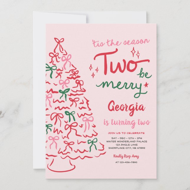 Invitation Deuxième saison soyez joyeuse coquette Noël Annive (Devant)