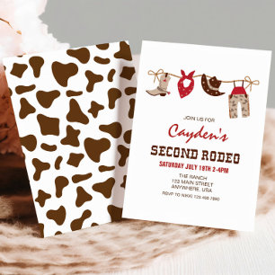 Invitation DeuxièmeRodéo Cow-boy occidental 2e anniversaire