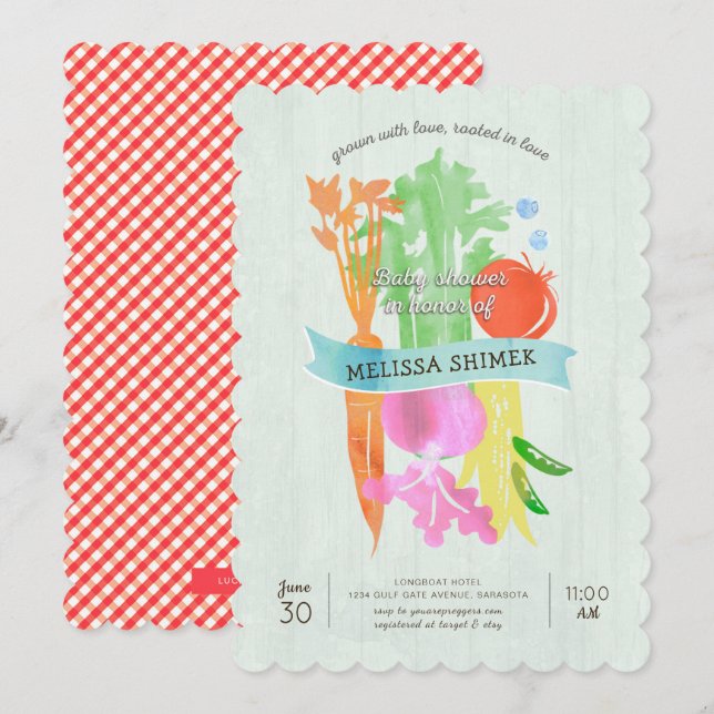 Invitation Développé avec l'invitation de baby shower de (Devant / Derrière)