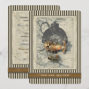 Invitation d'événement de dirigeable de Steampunk