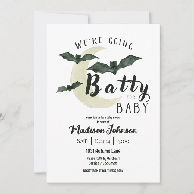 Invitation Devenir Fou Pour Bébé Code QR de la Baby Shower de (Devant)