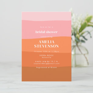 Invitation Déversement de mariage moderne rayé rose orange te