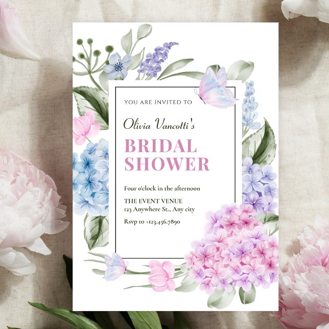 Invitation Déversoir de mariage floral esthétique d'hortensia (Créateur téléchargé)