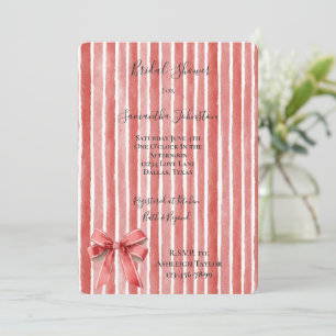Invitation Déversoir de mariage ruban rayures rose rouge