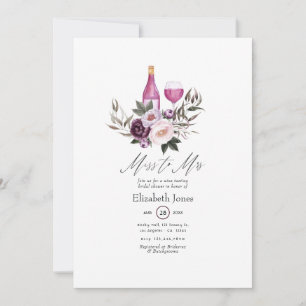 Invitation Déversoir de mariage thématique vin floral velours