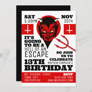 Invitation Devil's Hell Theme, Escape Room Anniversaire