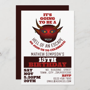Invitation Devil's Hell Theme, Escape Room Anniversaire