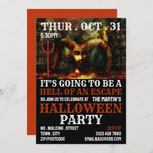 Invitation Devil's Hell Theme, Escape Room Halloween Party