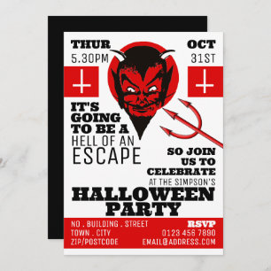 Invitation Devil's Hell Theme, Escape Room Halloween Party