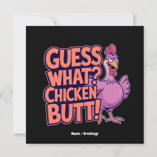 Invitation Devine quoi ? Un derrière de poulet ! Design amusa (Devant)