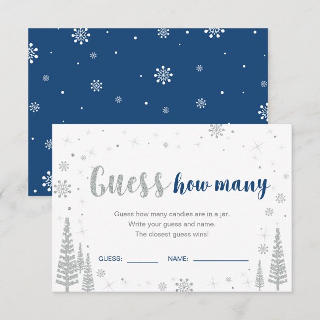 Invitation Devinez combien | Jeu de Baby Shower Bébé Hiver Bl (Devant / Derrière)