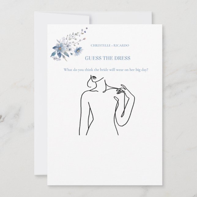 Invitation Devinez la mariée robe mariée jeu de douche nuptia (Devant)
